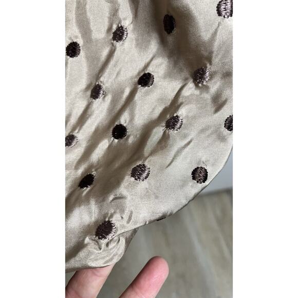 Max Azria Collection Sz 4 Tan 100% Silk Embroidered Polka Dot Bubble Hem Dress - Picture 9 of 12